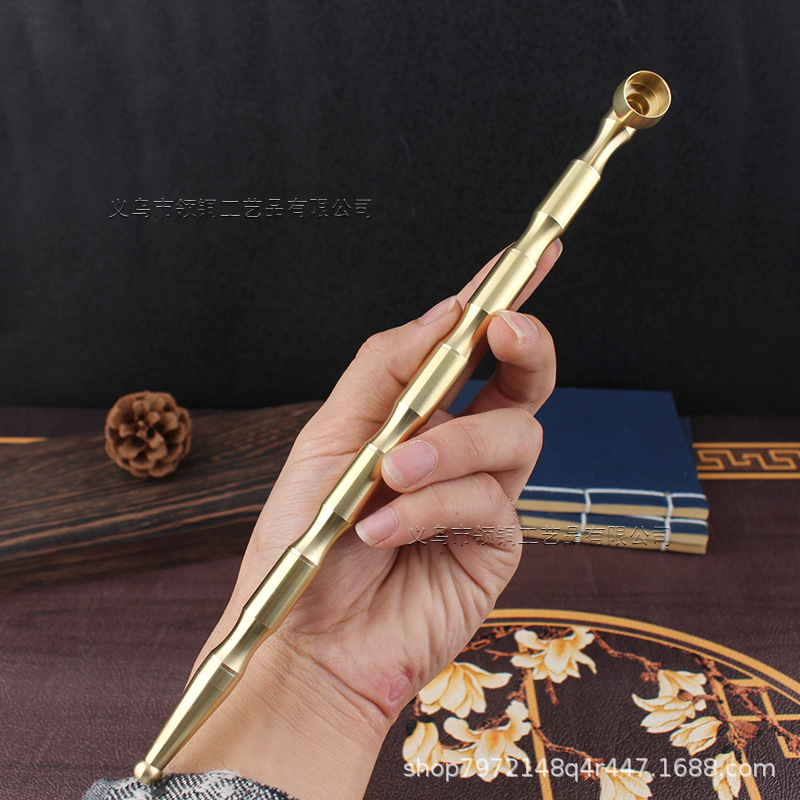 Мужская короткая трубка из латуни, традиционная, старая, медная трубка для курения с фильтром, двойного назначения, съемная и моющаяся