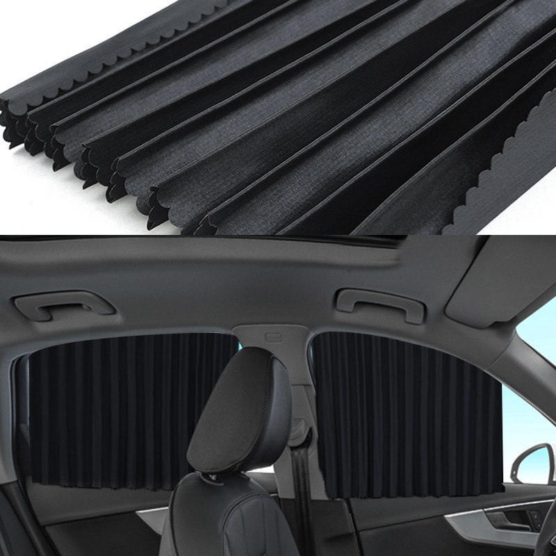 Car Sunshade Removable Automatic Retractable Track Sunshade Sun Protection Heat Insulation Blackout Curtain Summer Car Supplies