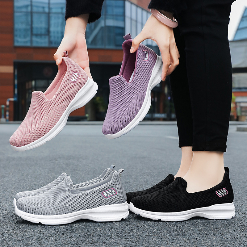 Shoes Women's Casual Shoes Autumn New Cloth Shoes Single Shoes Dropshipping Shallow Mouth Mesh Shoes Middle-Aged and Elderly Mom's Shoes
