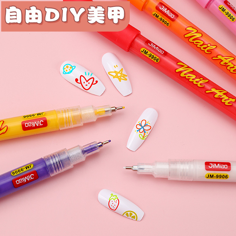 Cross-Border Popular Internet Celebrity Manicure Pen, Needle Tube Acrylic Marker Pen, 12-Color Nail Painting Pen, Manicure Pen