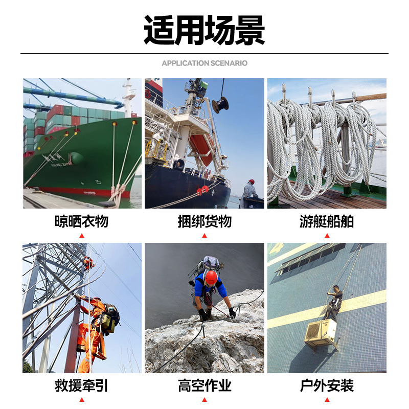 Cable Rope, Marine Polyester Submersible Rope, High-Strength Anchor Rope, Three-Strand Boat Rope Bundled with Wear-Resistant Marine Cable Wholesale