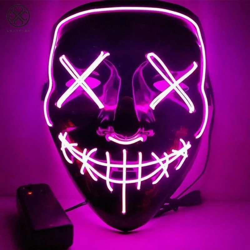 2026 New Cross-Border Dropshipping Halloween Nightclub Luminous Led Mask Costume Carnival Cross-Border Dropshipping