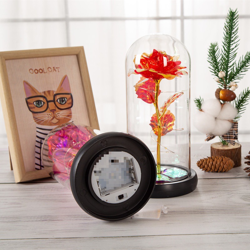 Birthday Gift Eternal Flower Plastic Cover Rose Gold Foil Flower Christmas Valentine's Day Chinese Valentine's Day Girlfriend Holiday Gift