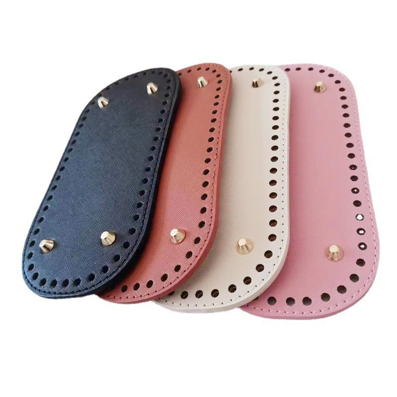 Luggage Accessories DIY Hand-Woven Bag Bottom Pu Cross Pattern 22*10cm Oval Bag Bottom Spot Wholesale