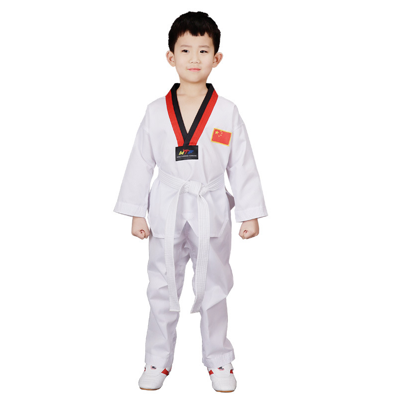 Taekwondo clothing spring and summer wholesale long-sleeved children's adult clothes men's and women's pure cotton training clothes college students