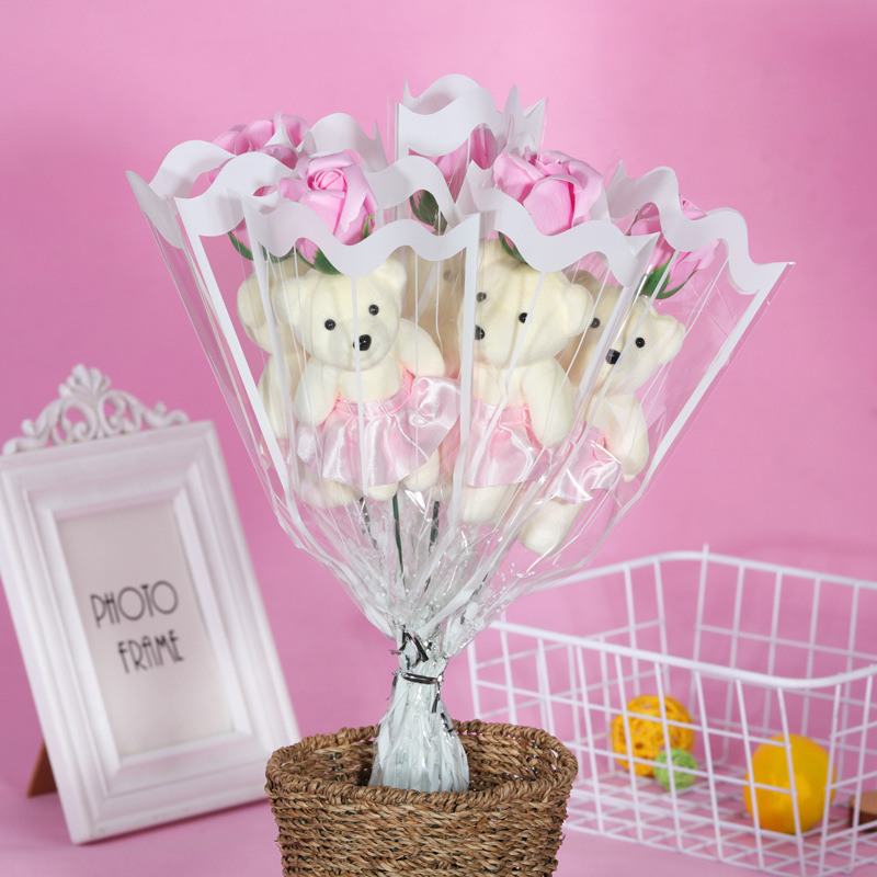 Cross-Border New Single Bear Soap Flower for Ladieswear's Day, Small Rose Flower Gift for Mom on Valentine's Day, Teacher