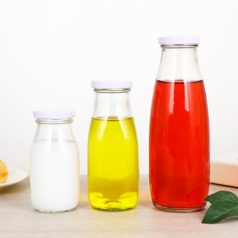 Wholesale In-Stock Milk Glass Bottles, Strawberry Milkshake Yogurt Glass Bottles, Juice Milk Tea Bottles, Beverage Bottles, Trending and Popular Models