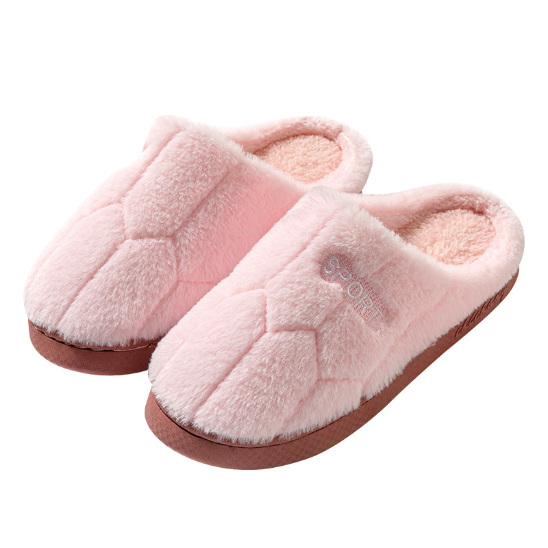 New Cotton Slippers for Couples Plush Winter Home Thick-Soled Warm Furry Slippers for Men and Women Non-Slip Home Indoor Cotton Shoes