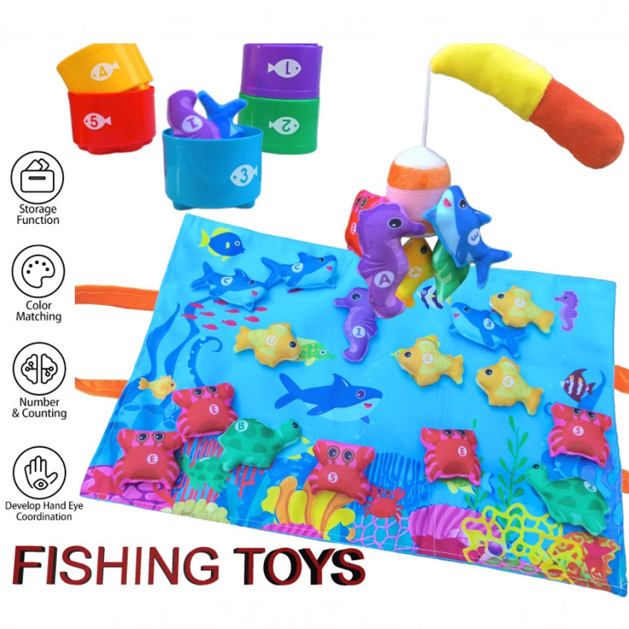 Cross-Border Popular Montessori Toys Baby Fishing Toys Fabric Crawling Game Mat Three-Dimensional Early Education Enlightenment