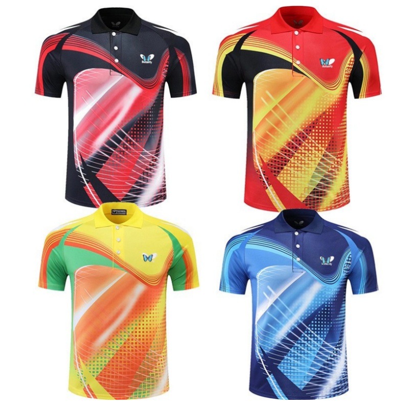 Оптовая продажа новых униформ для настольного тенниса, короткие рукава, спортивная одежда для мужчин и женщин, быстро сохнущие тренировочные вещи, командные униформы с печатью