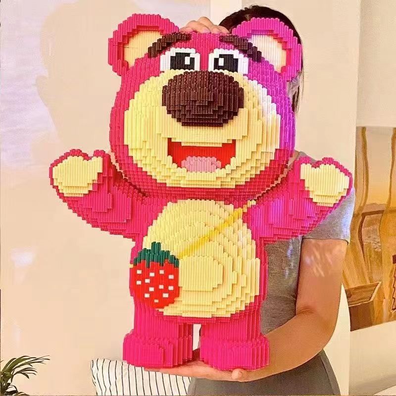 Strawberry Bear Building Blocks Toy 8 to 12 Years Old Puzzle Assembled High Difficulty Small Granules Adult Series Gifts for Girls