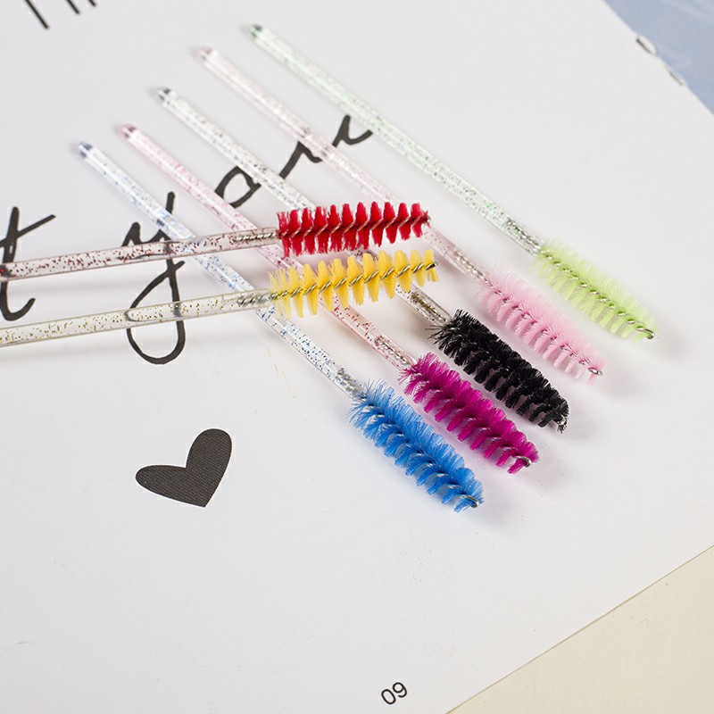 Colored Crystal Rod Eyelash Comb Portable Eyebrow Comb Spiral Eyelash Brush Cross-Border Wholesale Grafting Eyelashes Beauty Tools