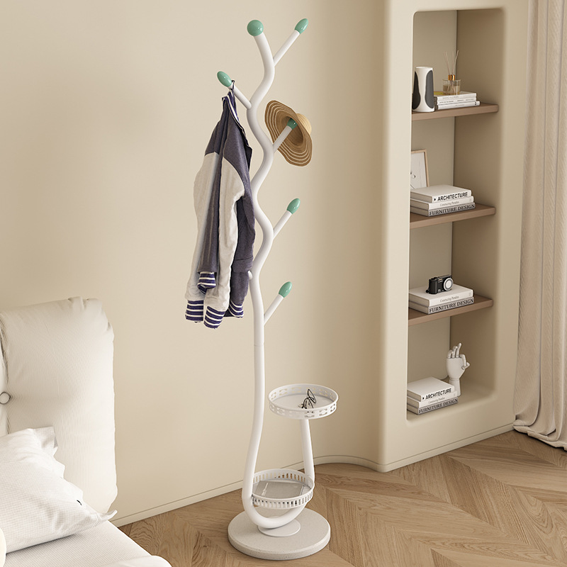 Movable Living Room Coat Rack Household Single Rod Drying Rack Bedroom Branch Bag Rack French Rock Plate Hanger