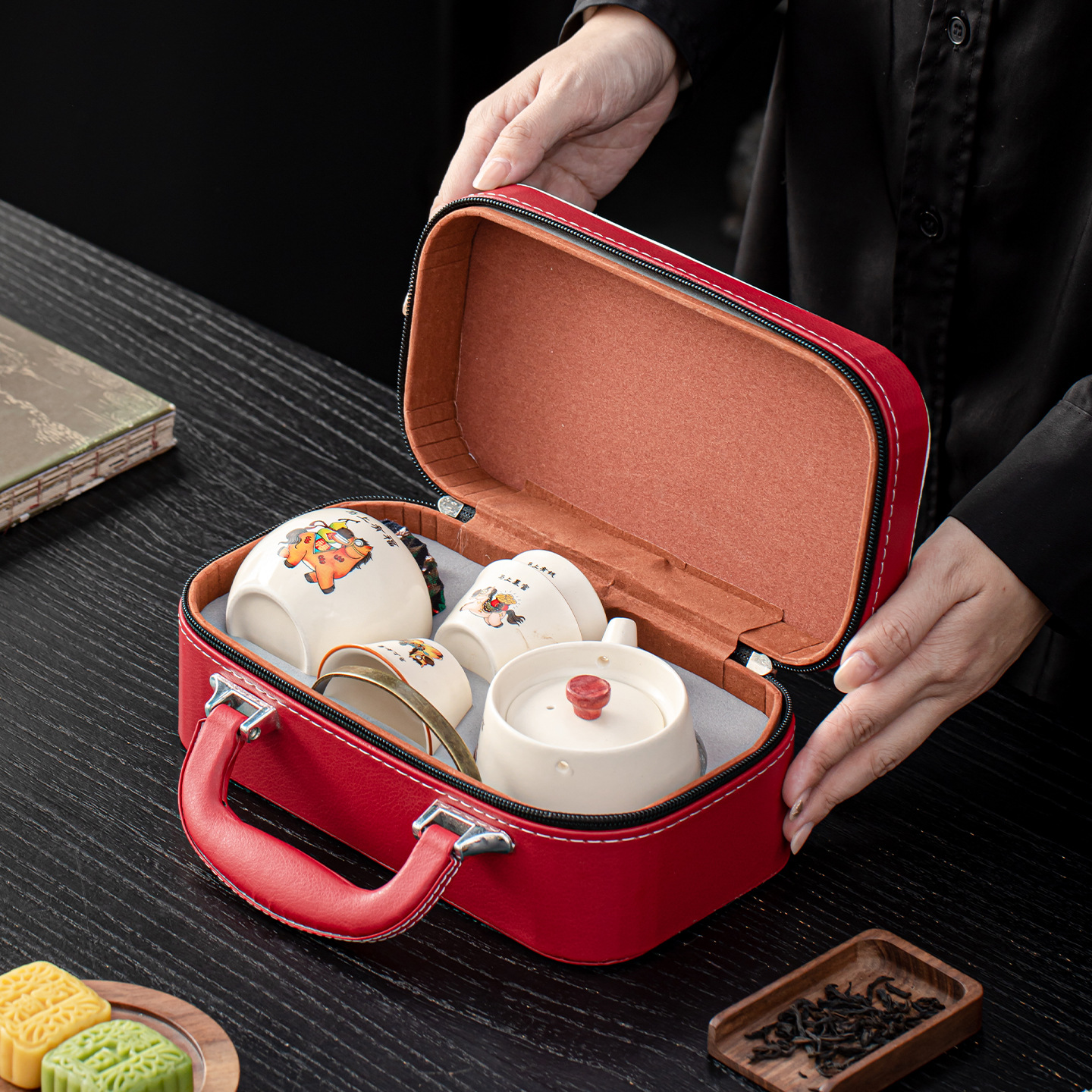 Creative Portable Travel Tea Set Set, Immediate Blessing for the Year of the Horse, Business Gifts, Company Annual Meeting Event Souvenirs