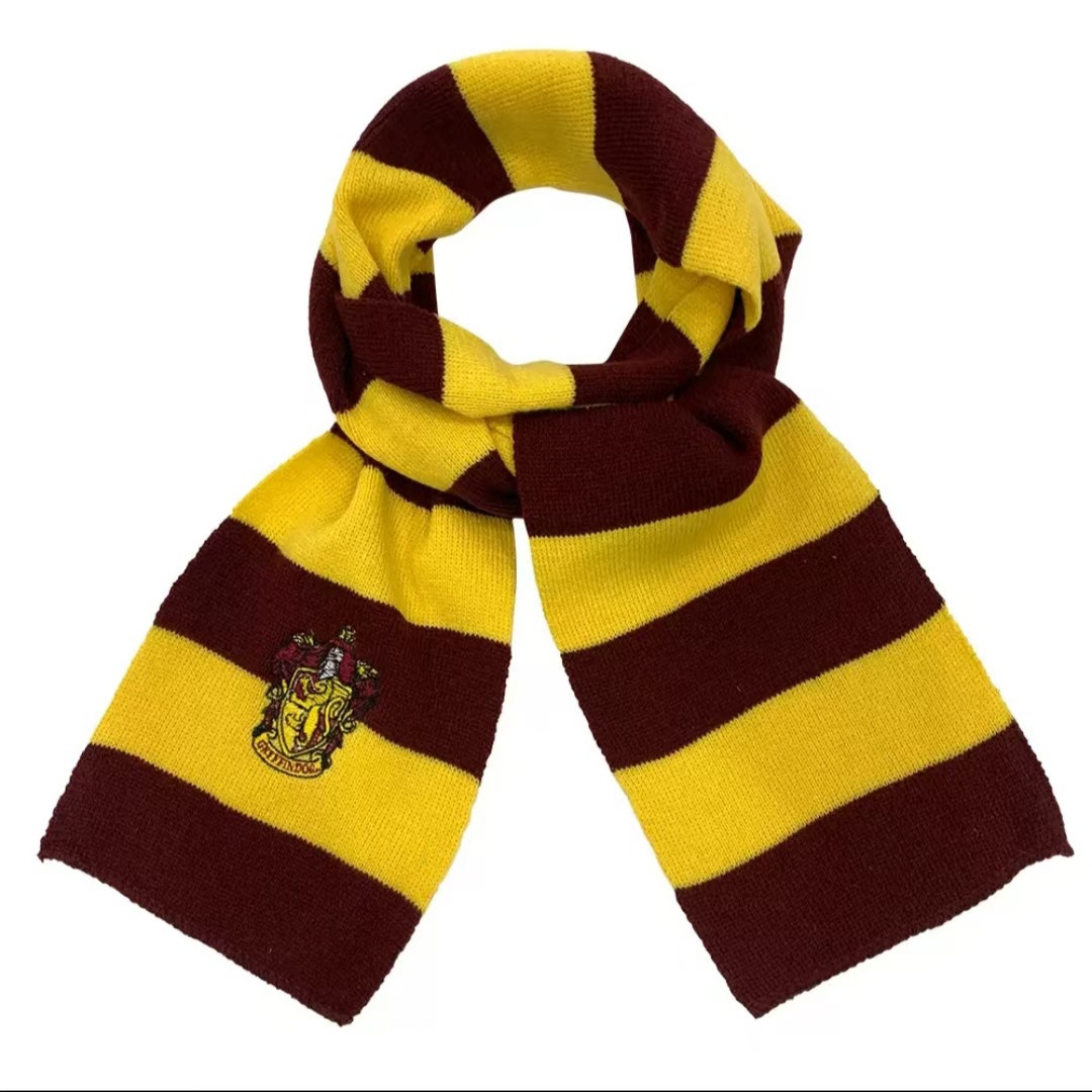 Harry Potter Small Scarf with Badge Movie Same Style Cosplay Costume Accessories Scarf College Scarf Wholesale