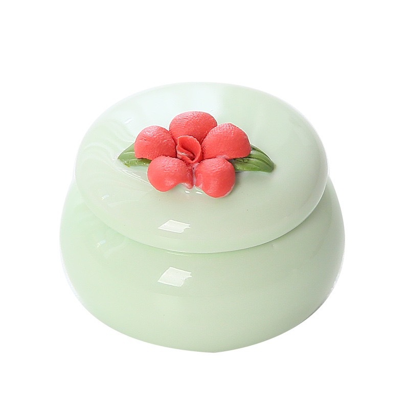 10g New Style Small Fresh Hand-Kneaded Flower Balm Ceramic Jar Creative Mini Antique Rouge Box Lipstick Sealed Jar