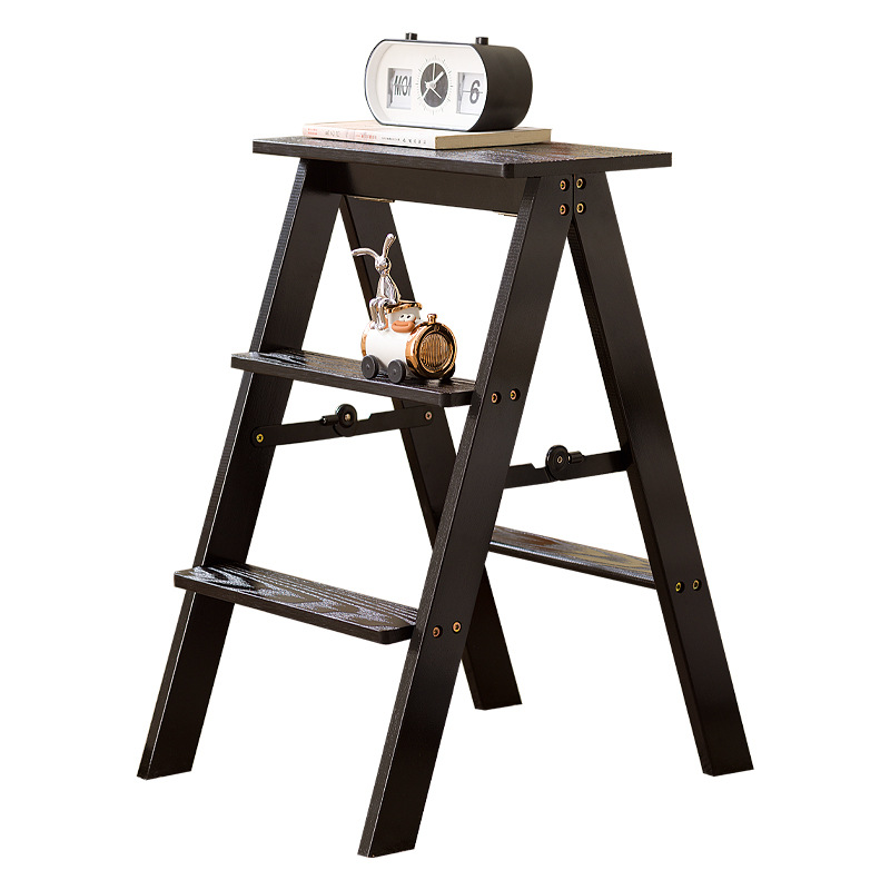 Household Multifunctional Stable Ladder Stool Three-Step Folding Staircase Kitchen Dual-Purpose High Stool Bar Stool Storage Rack