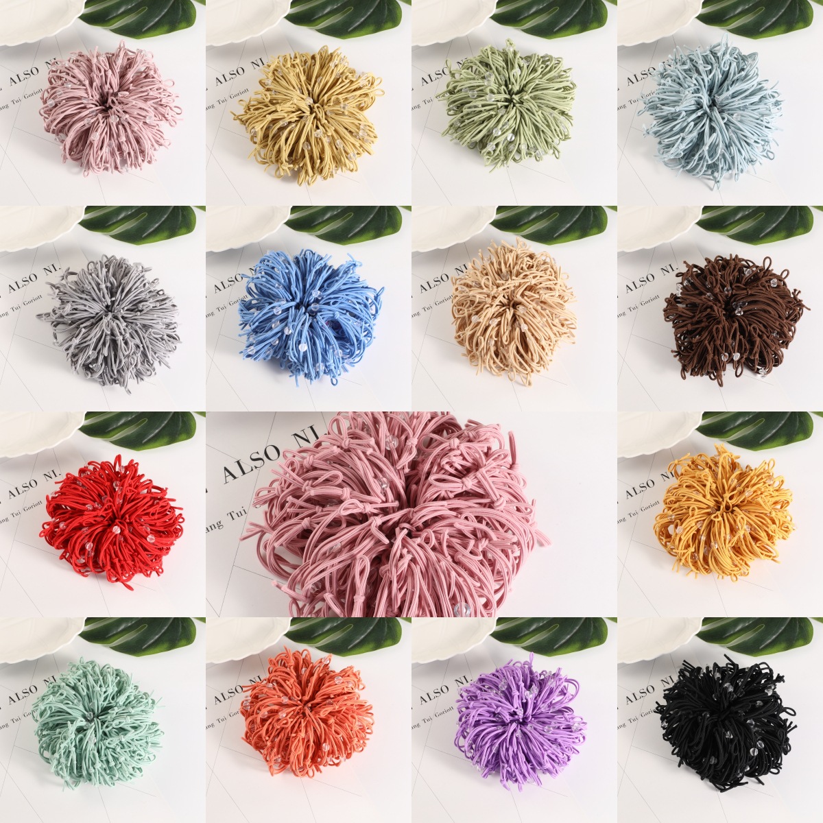 21-цветный DIY полусферы маленькая белая пряжка для волос, клеевые аксессуары, простая резинка для волос, высокая эластичность, цветной аксессуар для волос