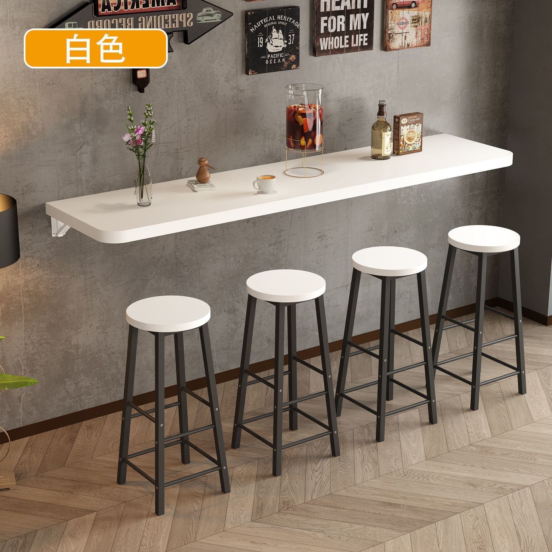 Wall-Mounted Folding Table Dining Table Commercial Restaurant Milk Tea Shop Small Apartment Wall Bar Home Wall-Mounted Table