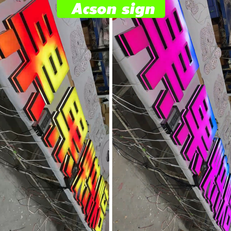 Customized 3D Running Edge Colorful Seven-Color Flat Stainless Steel Full-Color Advertising Door Outdoor Store Sign