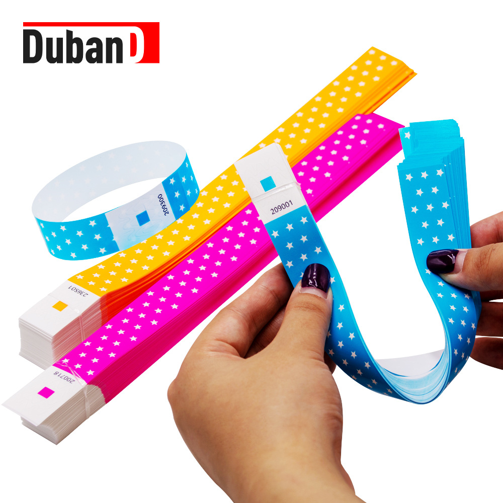 New Waterproof Disposable Bracelet Wristband Fluorescent Color Star Pattern Amusement Park Bar Ticket Admission Ticket Ring