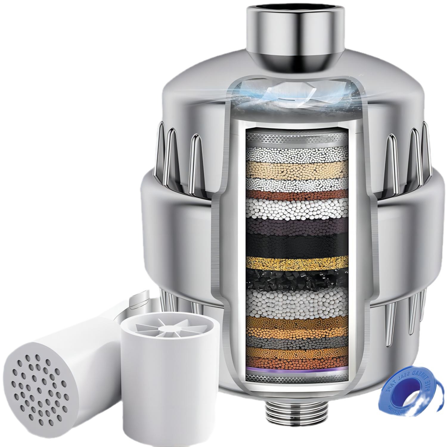 Cross-border e-commerce impeller rotating fan 10-25 floor 24-stage filter suit shower water purifier shower filter