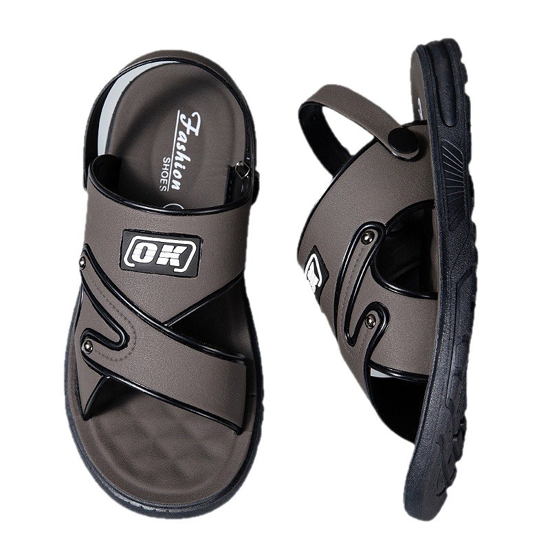 Sandals Men's 2025 New Leather Thick-Soled Beach Summer Outerwear Dad Non-Slip Wear-Resistant Dual-Purpose Sandals