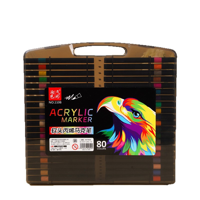 Little Black Box Soft-Head Acrylic Marker Pen for Primary School Students Art Opaque Color Stackable Kidsren's Watercolor Pen DIY Painting