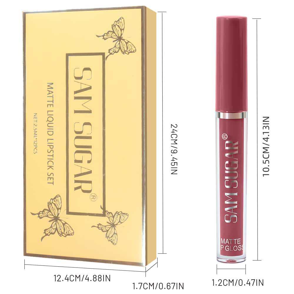 Cross-Border Sam Sugar Lip Gloss Set Matte Matte Non-Stick Cup Waterproof Non-Fading Lip Glaze Lipstick Makeup