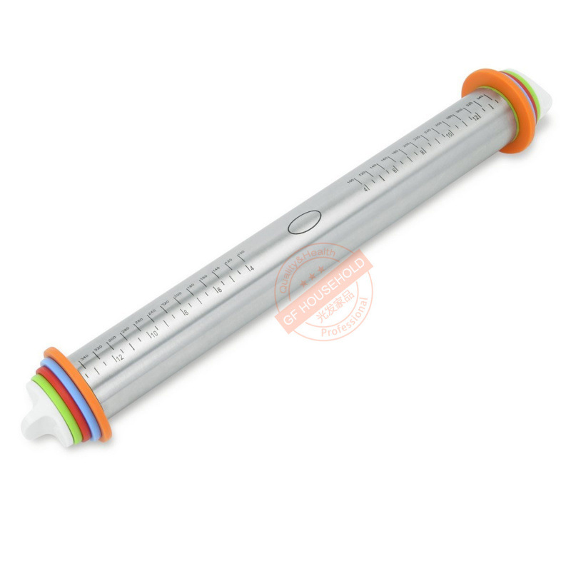 Amazon 17inch Stainless Steel Rolling Pin Kneading Mat Set Adjustable Thickness Rolling Pin with Scale for Baking