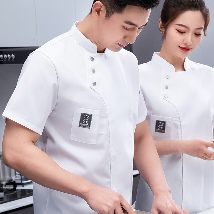 Chef Work Clothes Short Sleeve Men's Summer Catering Cake Baking Restaurant Kitchen Restaurant Waterproof Work Clothes Long Sleeve Customized