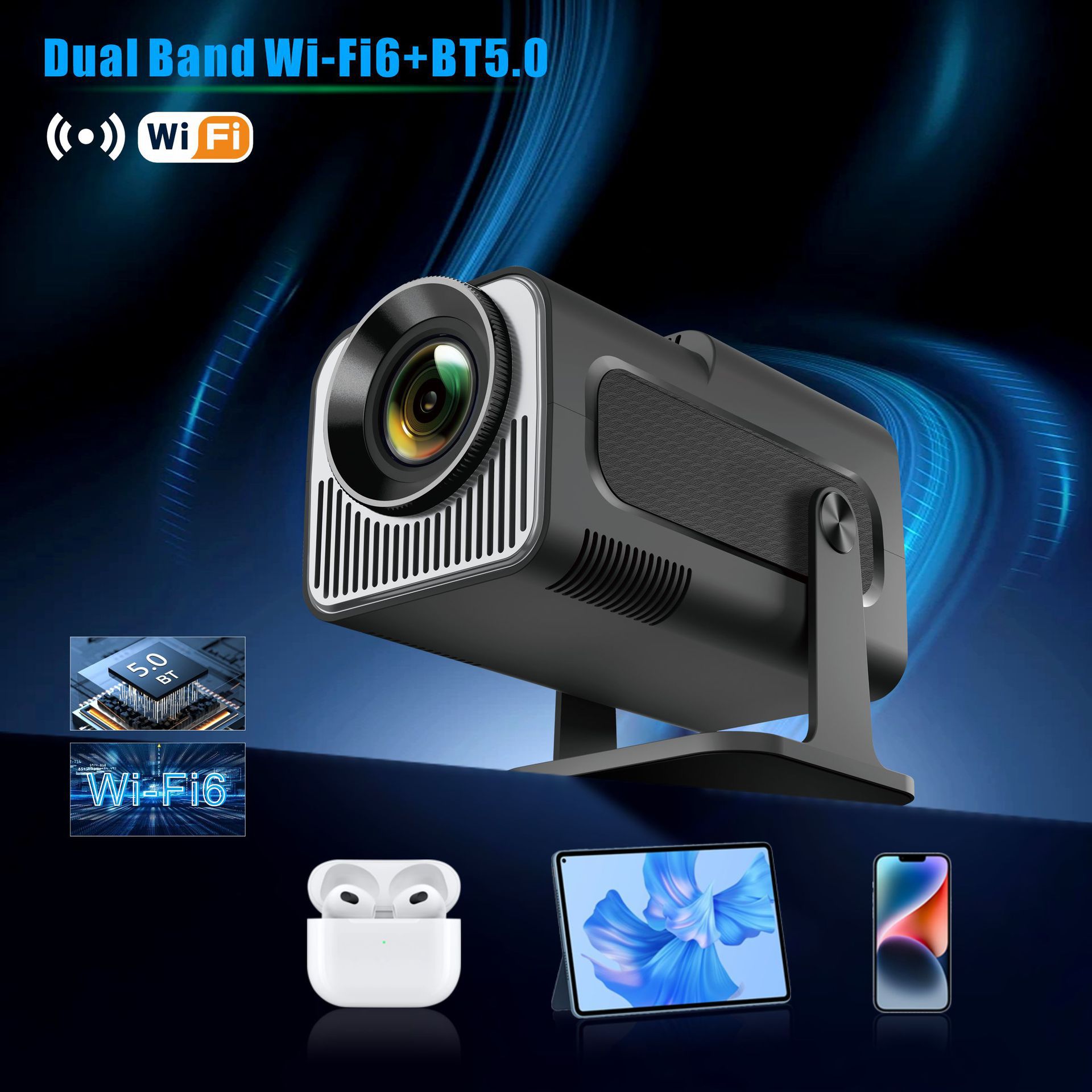 Cross-Border Hy320Mini Projector 720P Android System High-Definition Home Theater Portable Wifi Projector
