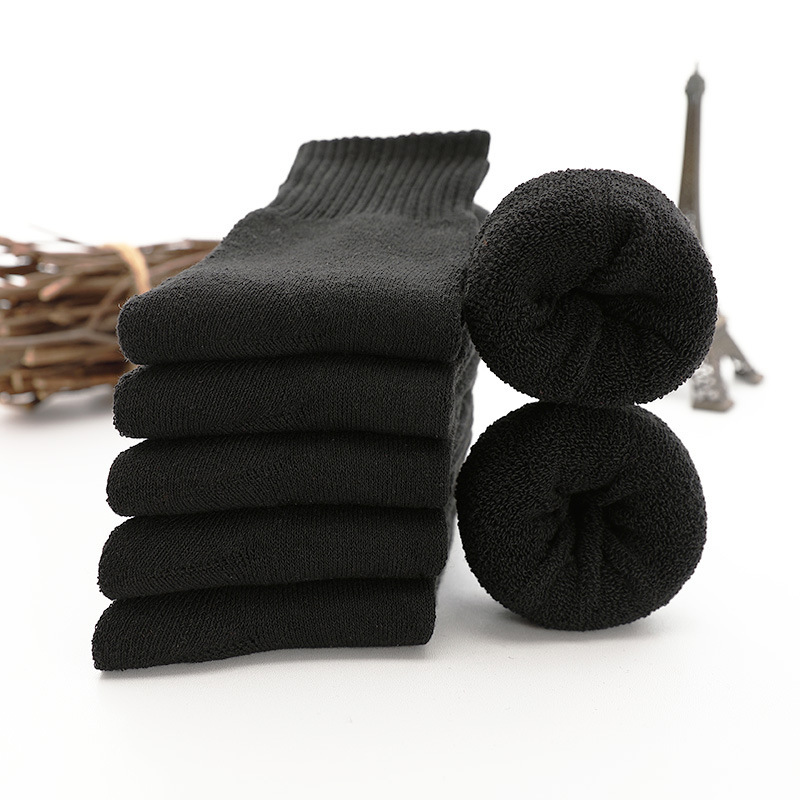 Socks Men's Autumn and Winter Thickened fleece-lined Middle Tube Pure Cotton Odor-proof Cold-resistant Foot-resistant Cotton Socks Extra Thick Men's Stockings
