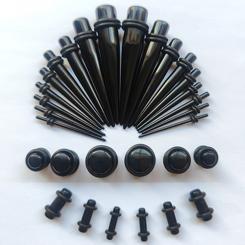 Wholesale 36Pcs Set Piercing Jewelry Pointed Cone Ear Expansion Ear Nail Uv Black Pointed Cone Ear Expander Manufacturer Supply