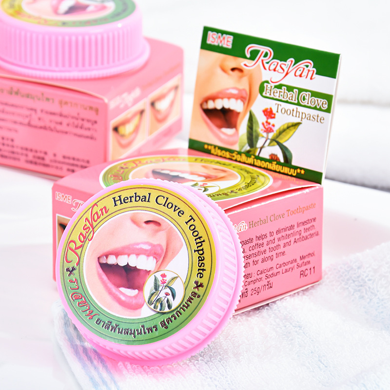 General trade Thailand RASYAN tooth powder cleaning teeth smoke tea stain black and yellow stain removing breath toothpaste 25g