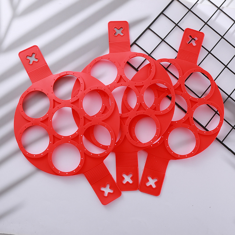 Factory direct silicone omelette seven-hole round egg ring omelette model high temperature porous pancake baking mold