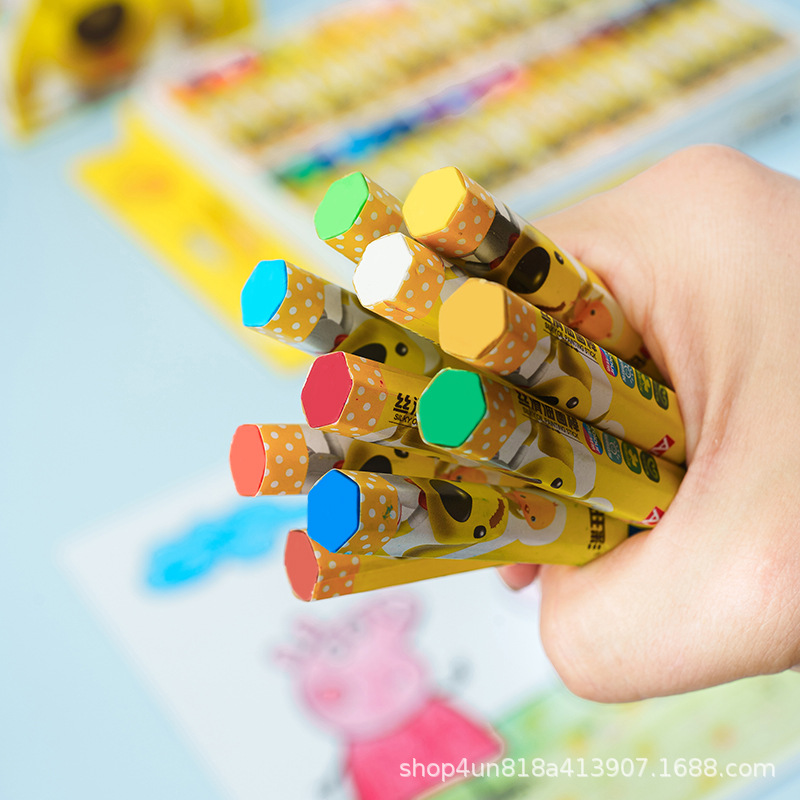 Wangcai oil painting stick children's crayon 12 color creative cartoon 36 color crayon painting set oil painting stick factory cross border