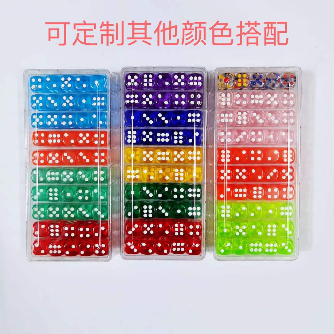 Spot 14mm transparent color Crystal acrylic dice new packing boxed dice color multi color optional