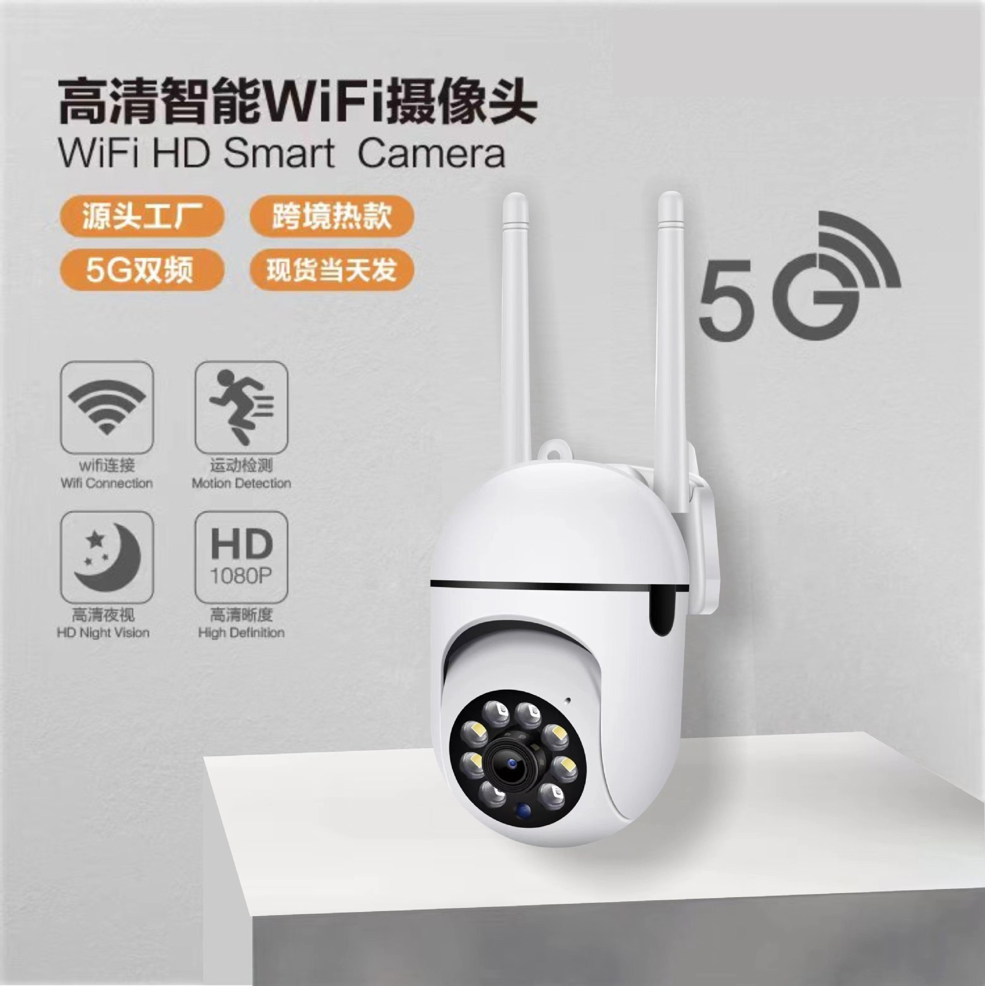 Wi-Fi камера наблюдения с подключением в розетку, настенная установка, беспроводная, ночное видение в полном цвете