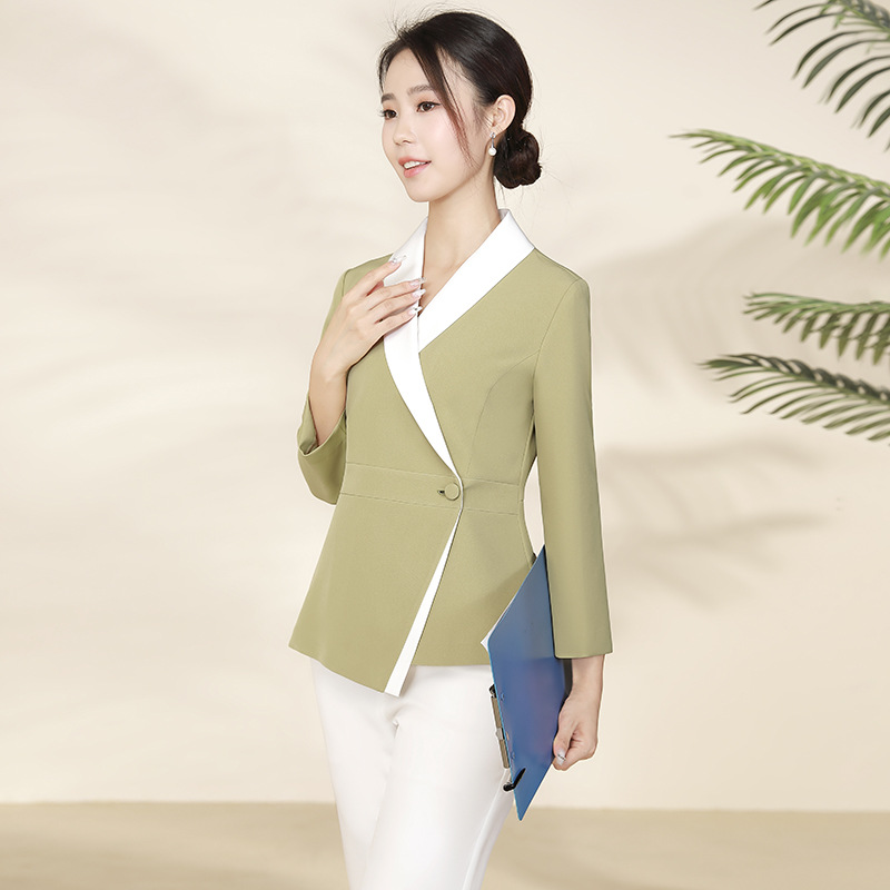 High-End Light Medical Beauty Front Desk Reception Work Clothes for Women in Spring and Autum Oral and Dental Pharmacy Beautician Split Suit for Women