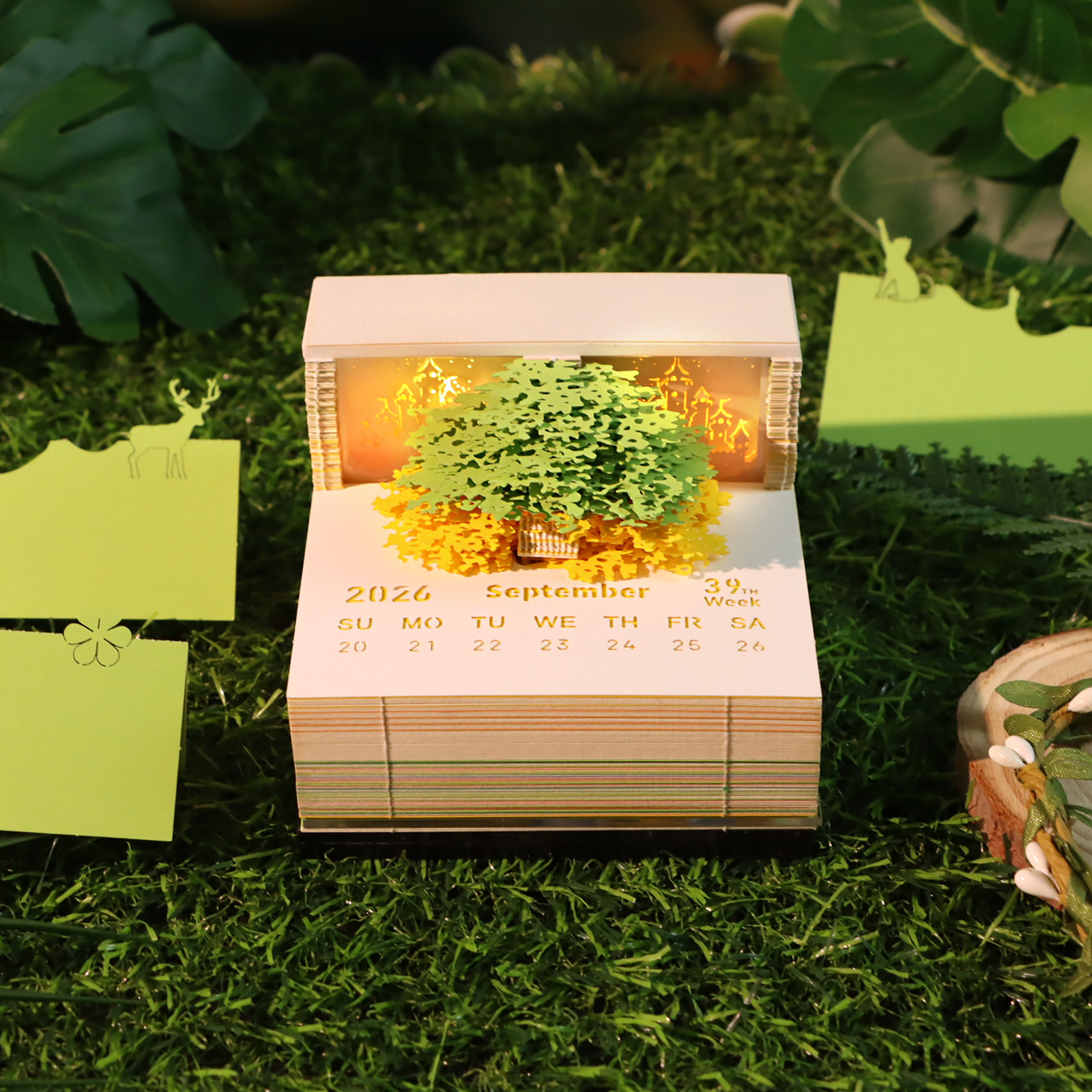 2026 Creative Paper Sculpture Calendar Flower Sea Tree House 3D Sticky Notes Company Corporate Gift Custom Ornament