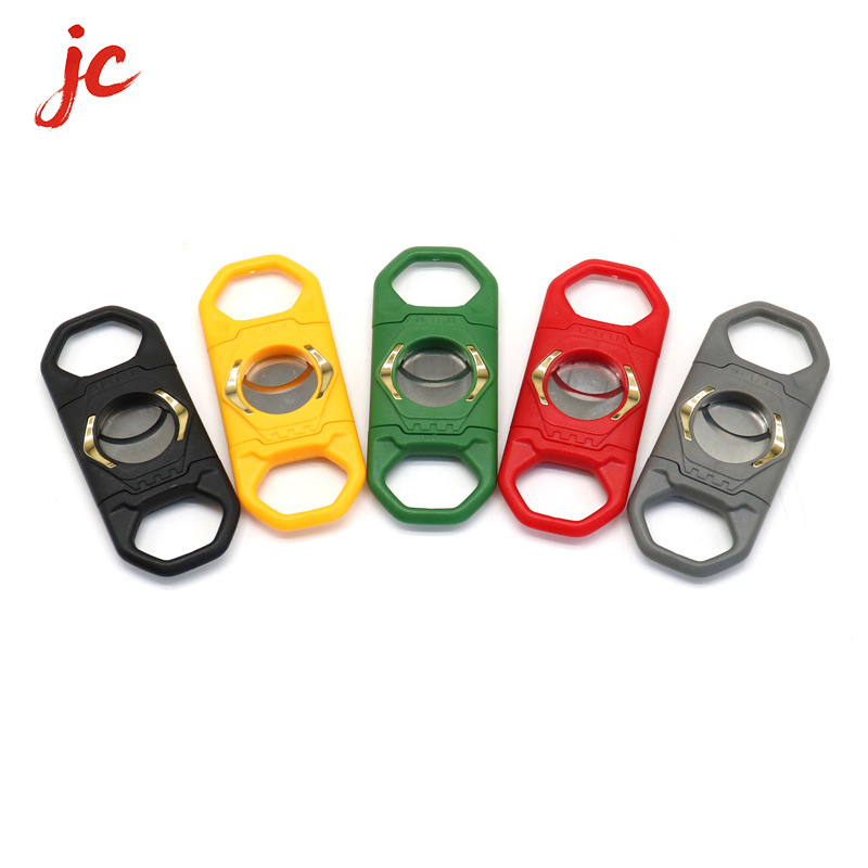 Кросс-Бордер пластиковый внешний корпус сигарный резак из нержавеющей стали утолщенный портативный сигарный нож с двойным лезвием легкие аксессуары для курения