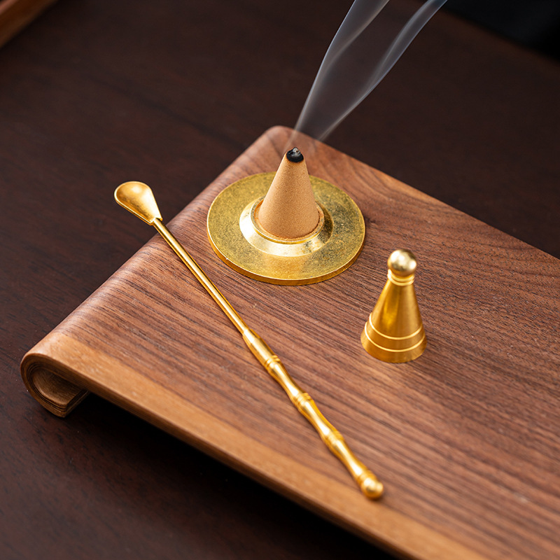 Incense Seal, Incense Ceremony Introductory Tools, Three-Piece Set, Wholesale Incense Spoon, Tower Mold, Cone Incense Alloy Incense Making Accessories Stove