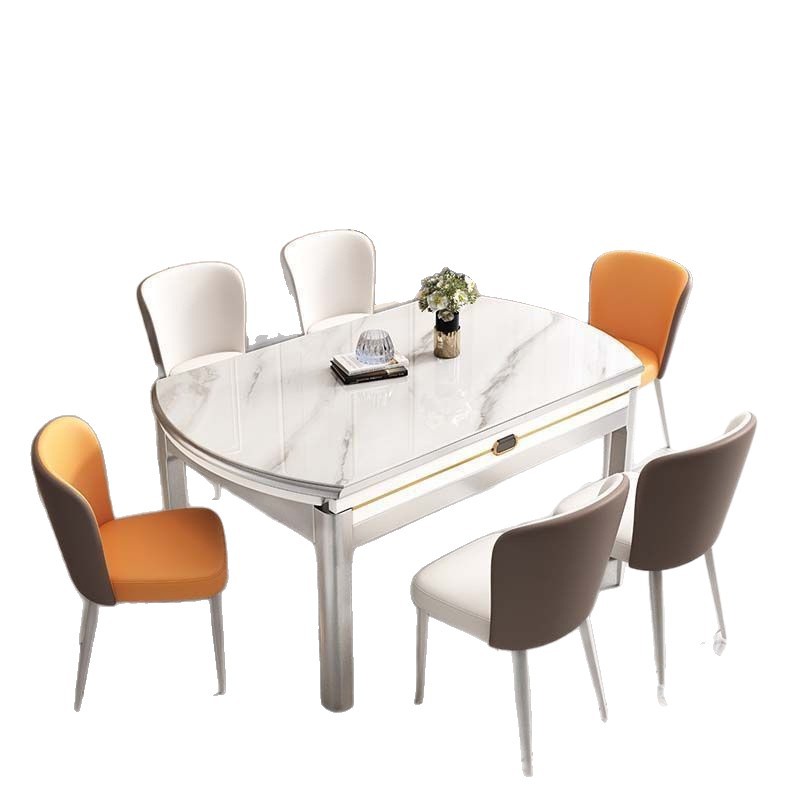 New Induction Cooker Slate Dining Table and Chair Combination for Home Use, Modern Simple Retractable Folding Dining Table for All Sizes