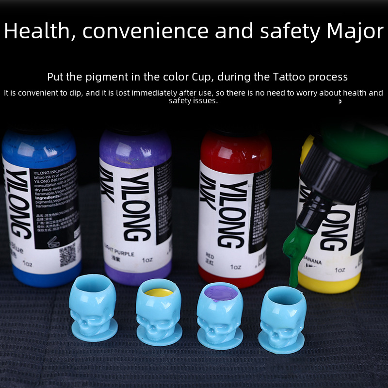 Liqi Tattoo Supplies Skull Color Cup 200 Pcs/Pack Ink Cup Pigment Tattoo Beauty Tools Cross-Border