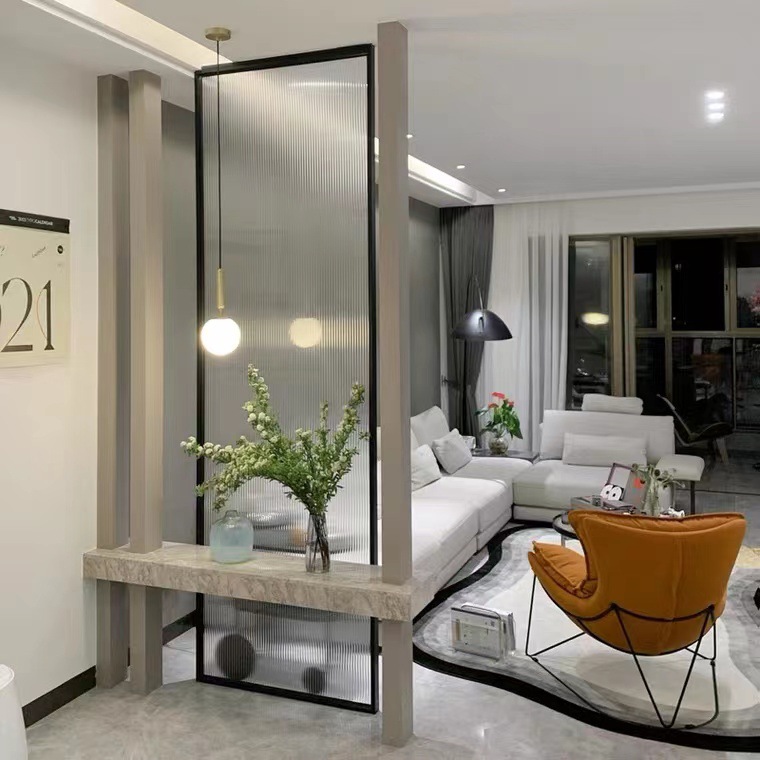 Перегородка из кованого железа и стекла, простая для гостиной, входа, современный легкий роскошный экран из нержавеющей стали