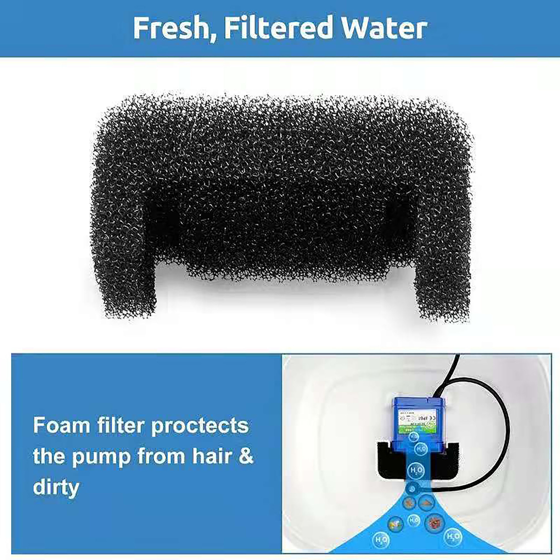 Pet water dispenser filter sponge U-shaped black filter Amazon cross-border explosions small flower accessories filter Cotton