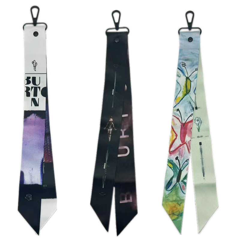 Ski Keychain with Polyester Webbing, Outdoor Sports Decorative Strap, Printed Snow Ribbon, Heat Transfer Ski Accessory