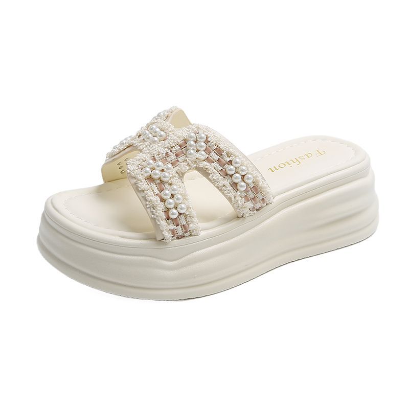 High-Bottom Sandals for Women in Summer, Thick-Soled Outer Wear, Wide Fat Feet, Pregnant Women with Skirts, Seaside Beach Sandals