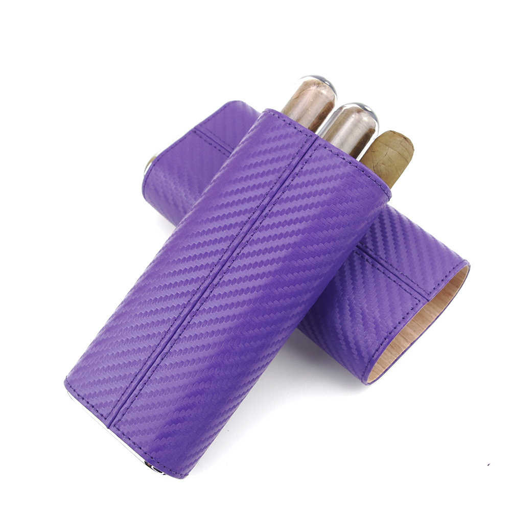 New Straw Mat Pattern Cigar Box Cedar Wood Moisturizing Cover Special Portable 3-Pack Cigar Box Storage Leather Cover